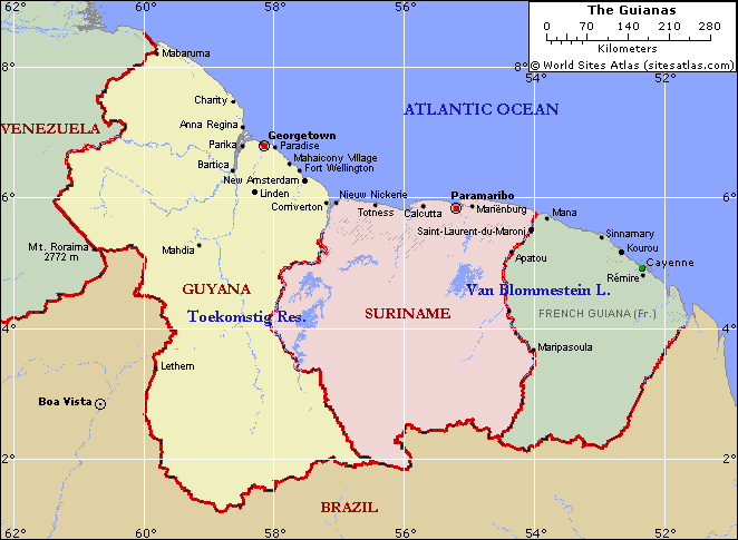 regions carte du Guyane Fransaise